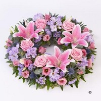 Rose and Lily Wreath Pink and Lilac *