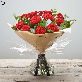 12 Red Rose Hand tied