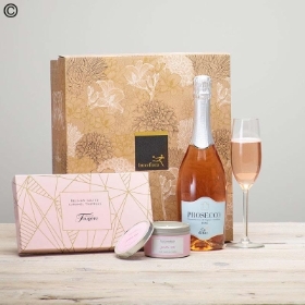 Sparkling Rose, Salted Caramel Truffles and Candle Gift Set