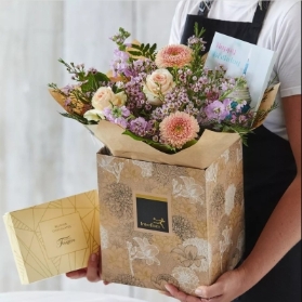 Happy Birthday Hand tied Bouquet With Salted Caramel Chocolates with Card