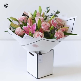 Beautifully Simple Rose and Lily Bouquet Pink Grand